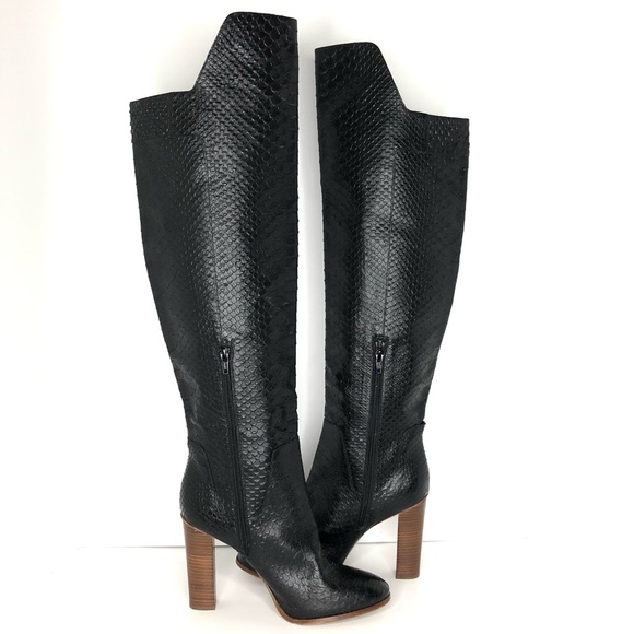 NEW VINCE Dempsey Python Print Leather Over-The-Knee Boots Women’s 9.5 Shoes - Picture 11 of 11